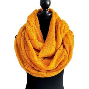 Yellow Infinity Scarf Lace Knit Soft Oversized ~27” x 80” Marigold School Bus
